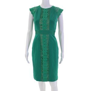 Catherine Deane Womens Sleeveless Zippered Midi Dress Solid Green Size 0